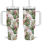 Australia Pink Cockatoo Tumbler With Handle Aussie Orchids - Seamless Pattern