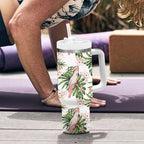 Australia Pink Cockatoo Tumbler With Handle Aussie Orchids - Seamless Pattern