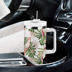 Australia Pink Cockatoo Tumbler With Handle Aussie Orchids - Seamless Pattern