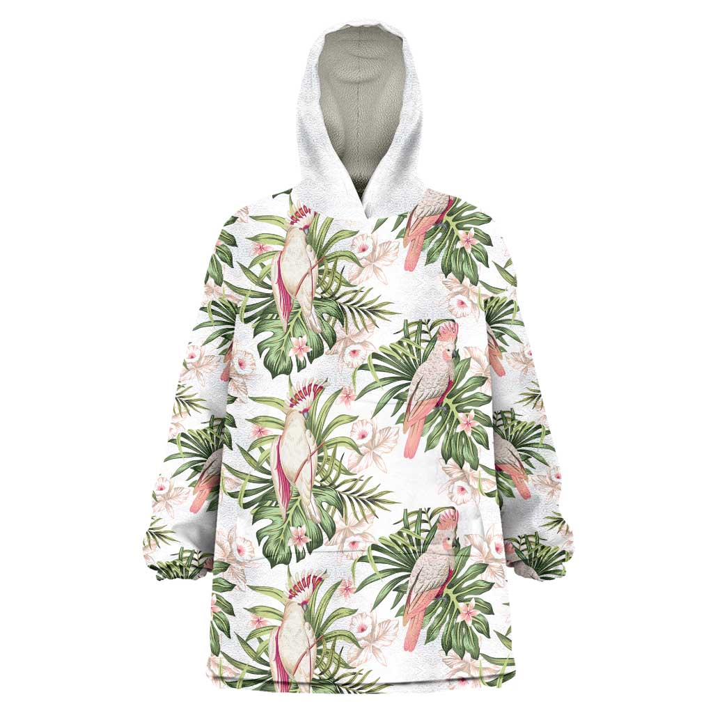 Australia Pink Cockatoo Wearable Blanket Hoodie Aussie Orchids - Seamless Pattern