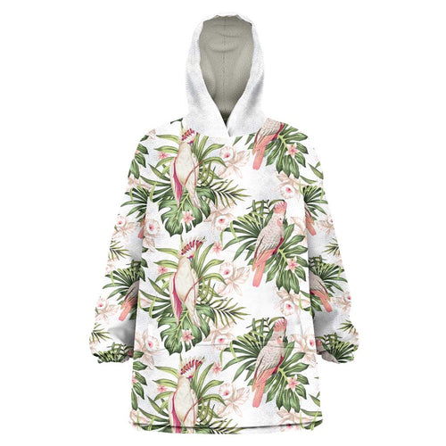 Australia Pink Cockatoo Wearable Blanket Hoodie Aussie Orchids - Seamless Pattern