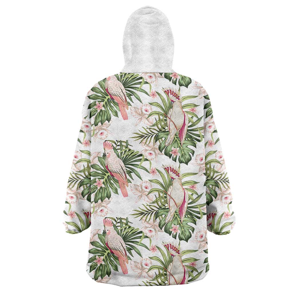 Australia Pink Cockatoo Wearable Blanket Hoodie Aussie Orchids - Seamless Pattern