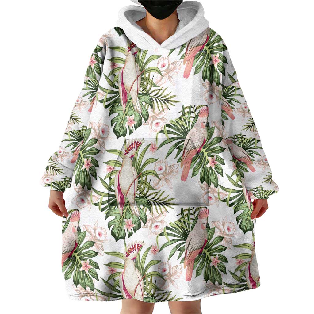 Australia Pink Cockatoo Wearable Blanket Hoodie Aussie Orchids - Seamless Pattern