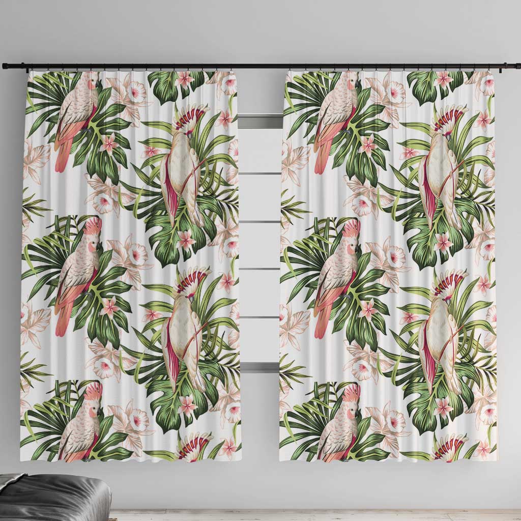 Australia Pink Cockatoo Window Curtain Aussie Orchids - Seamless Pattern