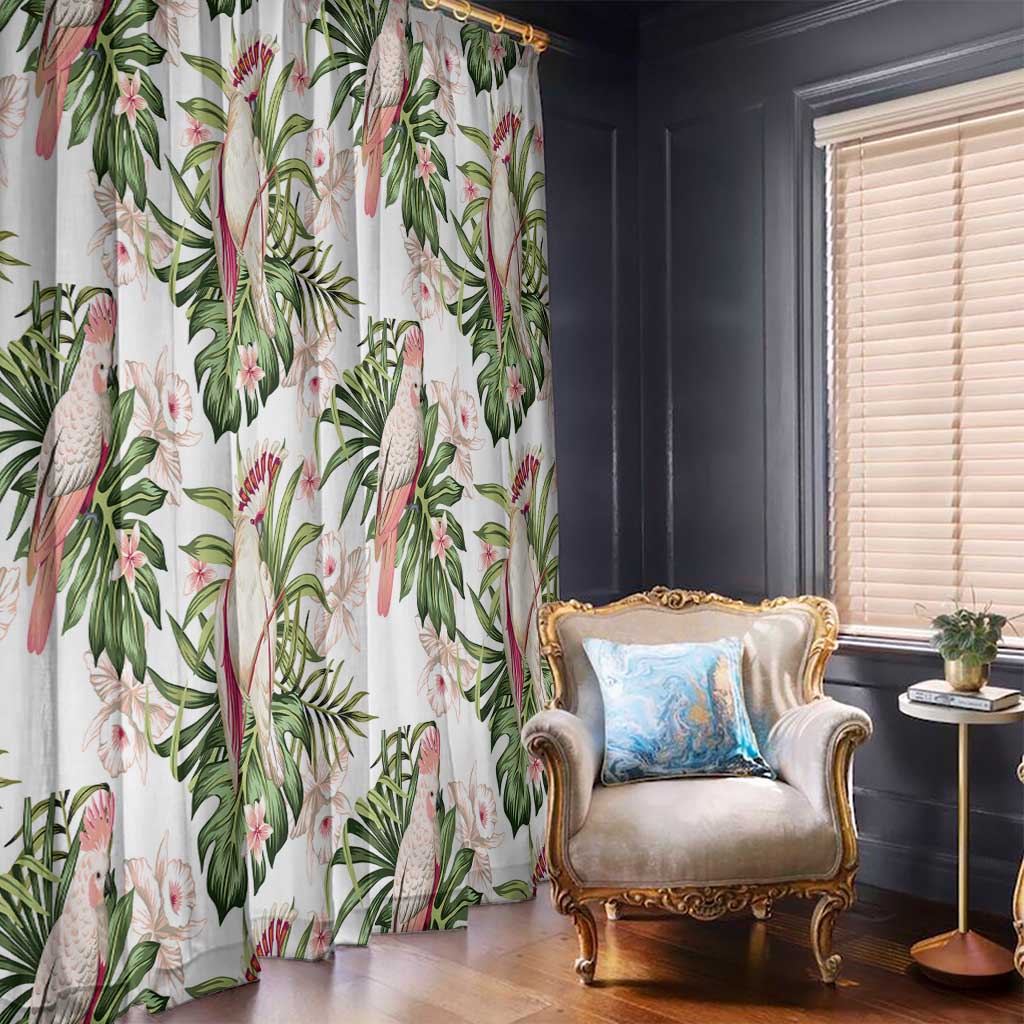 Australia Pink Cockatoo Window Curtain Aussie Orchids - Seamless Pattern