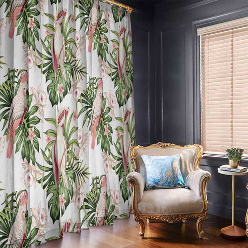 Australia Pink Cockatoo Window Curtain Aussie Orchids - Seamless Pattern