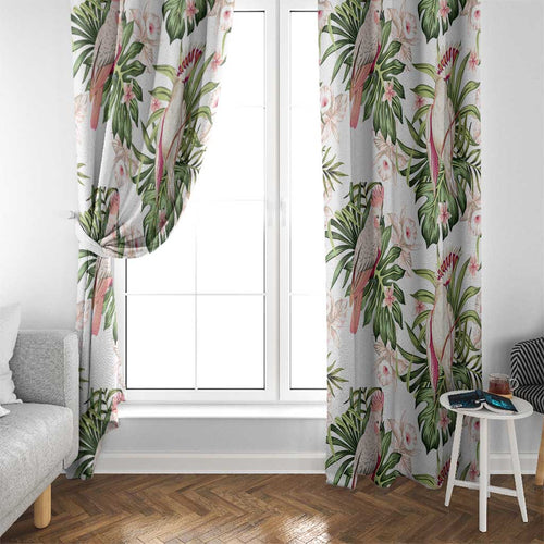 Australia Pink Cockatoo Window Curtain Aussie Orchids - Seamless Pattern
