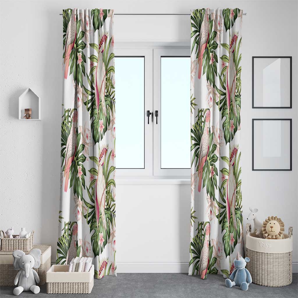 Australia Pink Cockatoo Window Curtain Aussie Orchids - Seamless Pattern