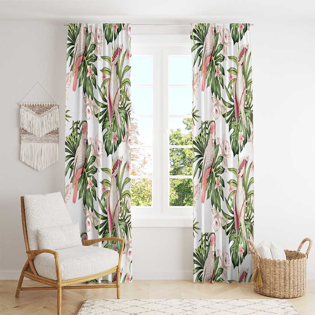 Australia Pink Cockatoo Window Curtain Aussie Orchids - Seamless Pattern