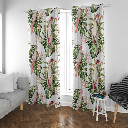 Australia Pink Cockatoo Window Curtain Aussie Orchids - Seamless Pattern