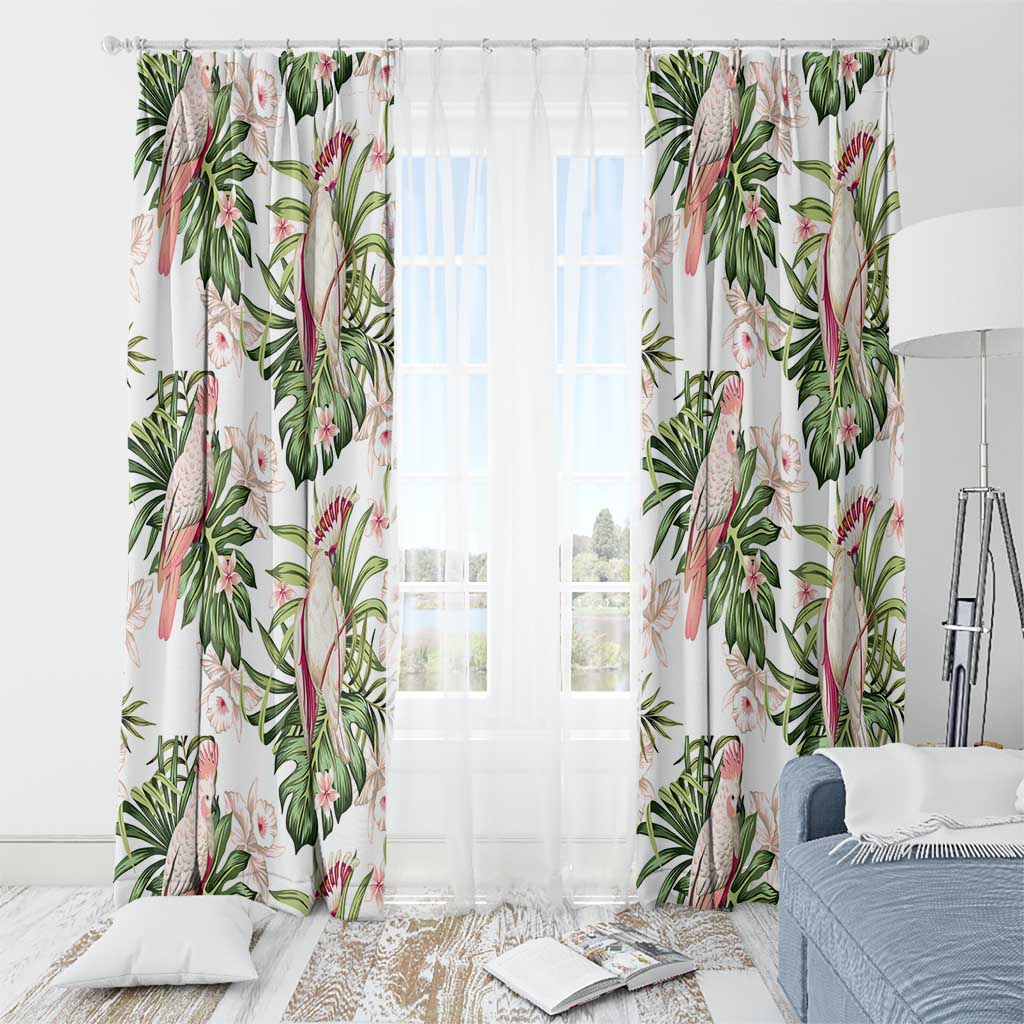 Australia Pink Cockatoo Window Curtain Aussie Orchids - Seamless Pattern
