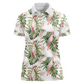 Australia Pink Cockatoo Women Polo Shirt Aussie Orchids - Seamless Pattern