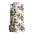Australia Pink Cockatoo Women Sleeveless Polo Shirt Aussie Orchids - Seamless Pattern