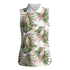 Australia Pink Cockatoo Women Sleeveless Polo Shirt Aussie Orchids - Seamless Pattern