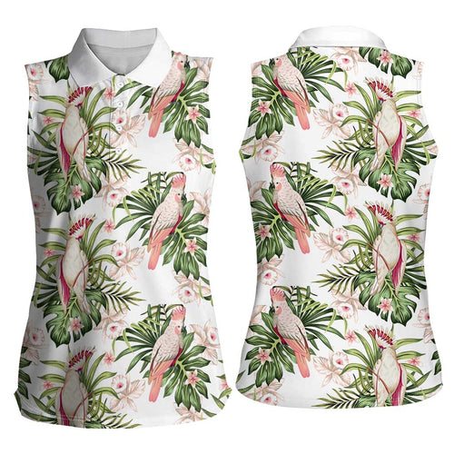 Australia Pink Cockatoo Women Sleeveless Polo Shirt Aussie Orchids - Seamless Pattern