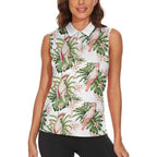 Australia Pink Cockatoo Women Sleeveless Polo Shirt Aussie Orchids - Seamless Pattern