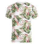 Australia Pink Cockatoo Women V-Neck T-Shirt Aussie Orchids - Seamless Pattern