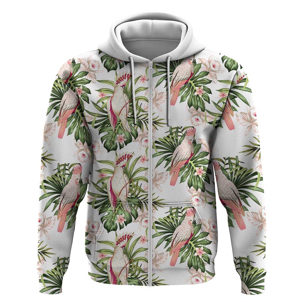 Australia Pink Cockatoo Zip Hoodie Aussie Orchids - Seamless Pattern