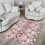 Pink Cockatoo Australia Area Rug Tropical Flowers - Seamless Pattern