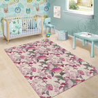 Pink Cockatoo Australia Area Rug Tropical Flowers - Seamless Pattern