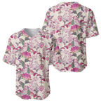 Pink Cockatoo Australia Baseball Jersey Tropical Flowers - Seamless Pattern