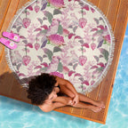 Pink Cockatoo Australia Beach Blanket Tropical Flowers - Seamless Pattern