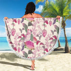 Pink Cockatoo Australia Beach Blanket Tropical Flowers - Seamless Pattern