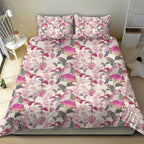 Pink Cockatoo Australia Bedding Set Tropical Flowers - Seamless Pattern
