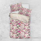 Pink Cockatoo Australia Bedding Set Tropical Flowers - Seamless Pattern
