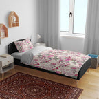 Pink Cockatoo Australia Bedding Set Tropical Flowers - Seamless Pattern