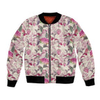 Pink Cockatoo Australia Bomber Jacket Tropical Flowers - Seamless Pattern