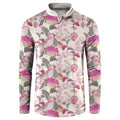 Pink Cockatoo Australia Button Sweatshirt Tropical Flowers - Seamless Pattern