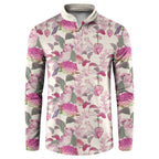 Pink Cockatoo Australia Button Sweatshirt Tropical Flowers - Seamless Pattern