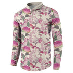 Pink Cockatoo Australia Button Sweatshirt Tropical Flowers - Seamless Pattern