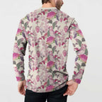 Pink Cockatoo Australia Button Sweatshirt Tropical Flowers - Seamless Pattern