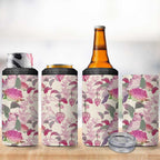 Pink Cockatoo Australia 4 in 1 Can Cooler Tumbler Tropical Flowers - Seamless Pattern