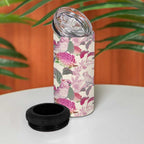 Pink Cockatoo Australia 4 in 1 Can Cooler Tumbler Tropical Flowers - Seamless Pattern