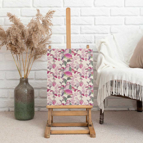 Pink Cockatoo Australia Canvas Wall Art Tropical Flowers - Seamless Pattern