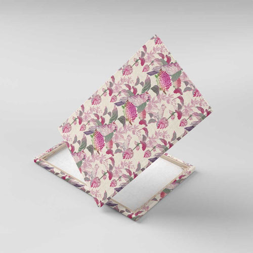 Pink Cockatoo Australia Canvas Wall Art Tropical Flowers - Seamless Pattern