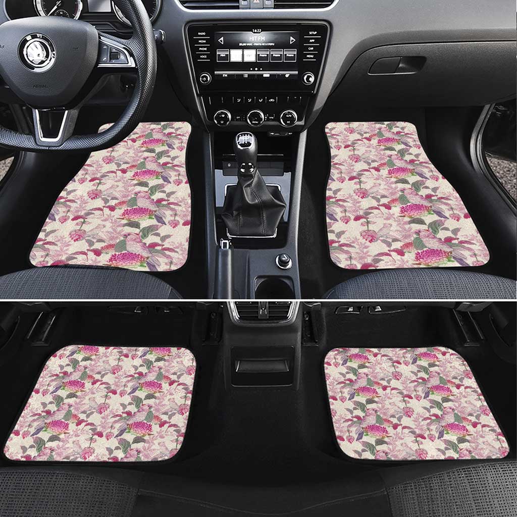 Pink Cockatoo Australia Car Mats Tropical Flowers - Seamless Pattern
