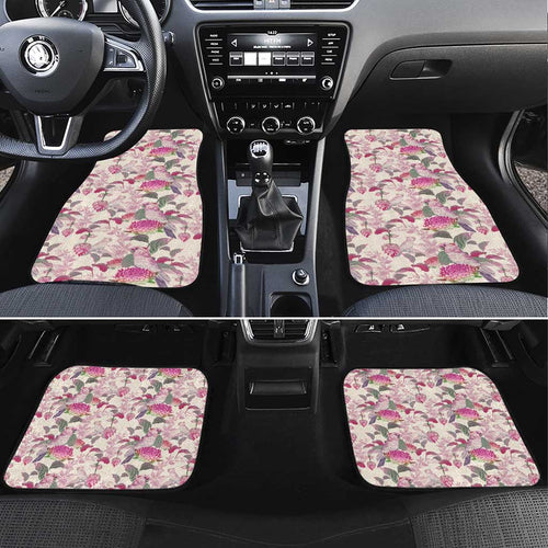 Pink Cockatoo Australia Car Mats Tropical Flowers - Seamless Pattern