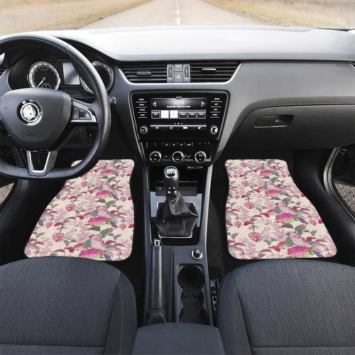 Pink Cockatoo Australia Car Mats Tropical Flowers - Seamless Pattern