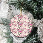 Pink Cockatoo Australia Ceramic Ornament Tropical Flowers - Seamless Pattern
