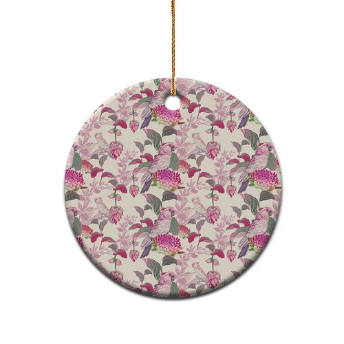 Pink Cockatoo Australia Ceramic Ornament Tropical Flowers - Seamless Pattern