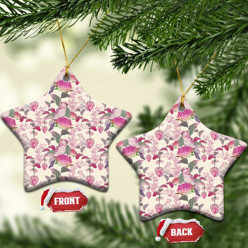 Pink Cockatoo Australia Ceramic Ornament Tropical Flowers - Seamless Pattern