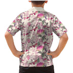 Pink Cockatoo Australia Family Matching Mermaid Dress and Hawaiian Shirt Tropical Flowers - Seamless Pattern