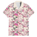 Pink Cockatoo Australia Family Matching Off The Shoulder Long Sleeve Dress and Hawaiian Shirt Tropical Flowers - Seamless Pattern