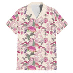 Pink Cockatoo Australia Family Matching Off The Shoulder Long Sleeve Dress and Hawaiian Shirt Tropical Flowers - Seamless Pattern