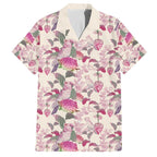 Pink Cockatoo Australia Family Matching Off Shoulder Short Dress and Hawaiian Shirt Tropical Flowers - Seamless Pattern