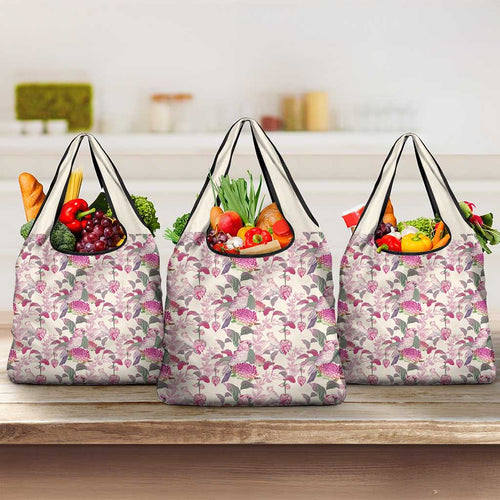 Pink Cockatoo Australia Grocery Bag Tropical Flowers - Seamless Pattern